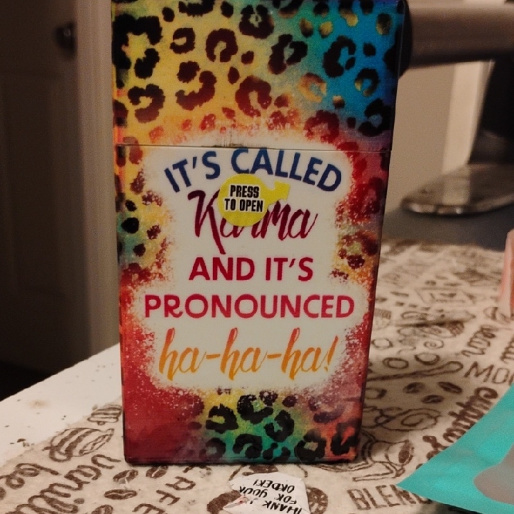 Leopard Print- " It's Called Karma And It's Pronounced Ha Ha Ha " Small Box